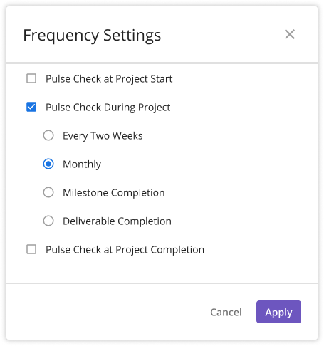 The Pulse Schedule was a simple modal in the initial prototype.